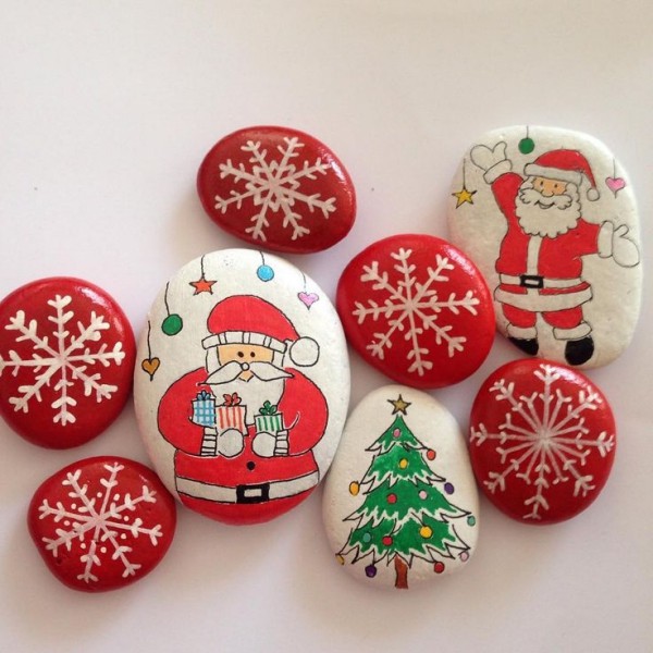 Christmas painting on stones and pebbles 125 ideas for creativity with