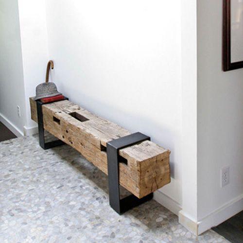 Decorate with benches and natural wood logs4