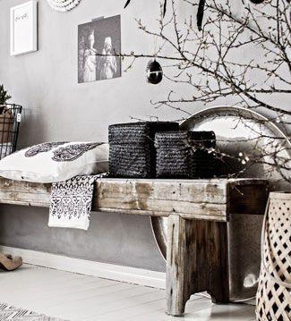 Decorate with benches and natural wood logs9