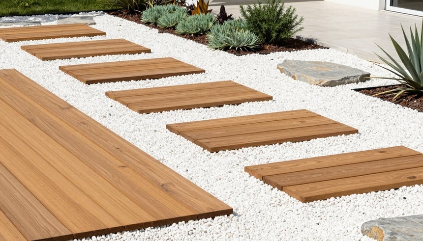 34 Beautiful Garden Paths With Wood That Feel Warm and Natural | My ...