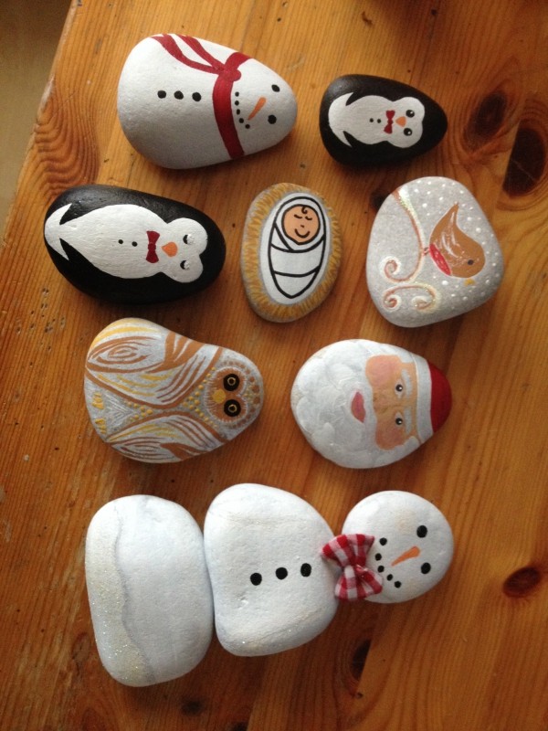 Christmas painting on stones and pebbles: 125 ideas for creativity with ...