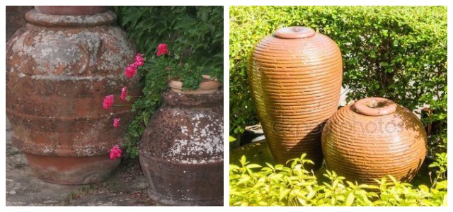 Amazing garden decorations with small and big clay pots