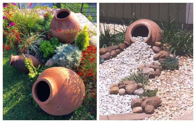 Amazing garden decorations with small and big clay pots