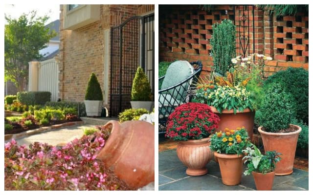 Amazing garden decorations with small and big clay pots