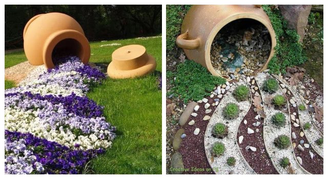 Amazing garden decorations with small and big clay pots
