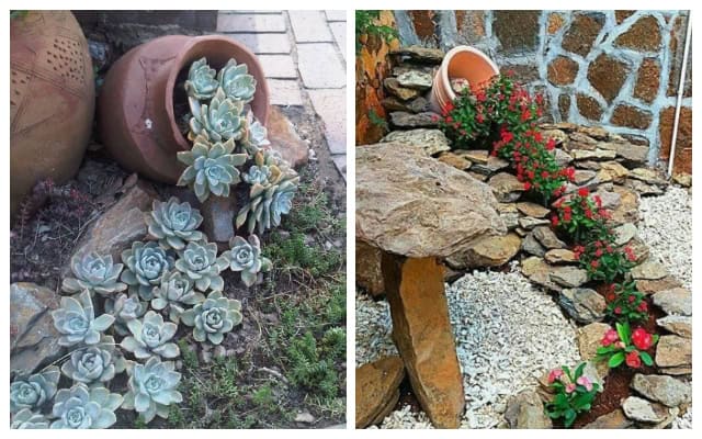 Amazing garden decorations with small and big clay pots