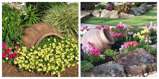 Amazing garden decorations with small and big clay pots