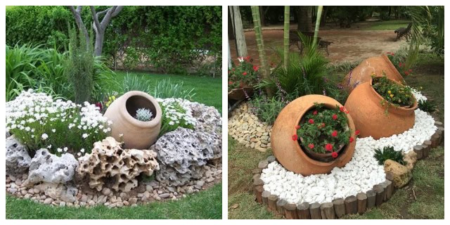 Amazing garden decorations with small and big clay pots