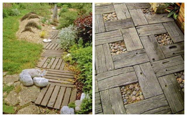 Great rustic Diy garden pathways from pallets wood