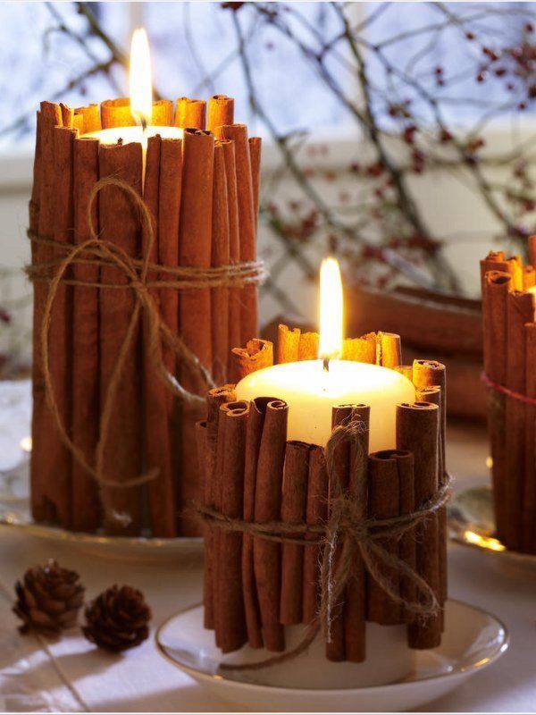 DIY Autumn decorations with beautiful and colorful candles