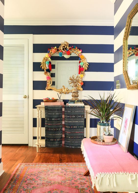 Striped halls: Dare to paint or decorate your entrance with stripes