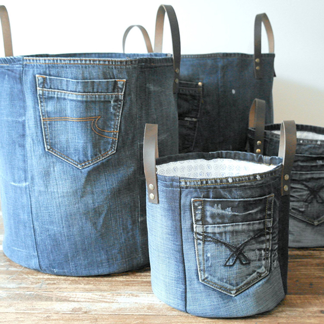 Cool DIY organizing baskets from old jeans | My desired home