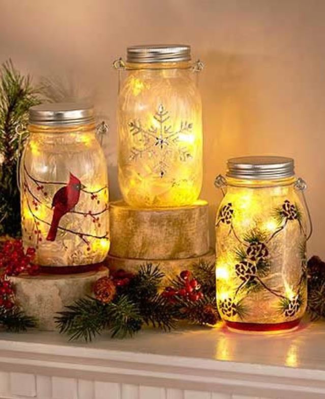 Magnificent DIY ideas from glass jars and string lights for Christmas ...