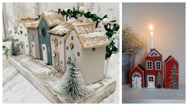 How to make wonderful Christmas houses or villages from pieces of wood ...