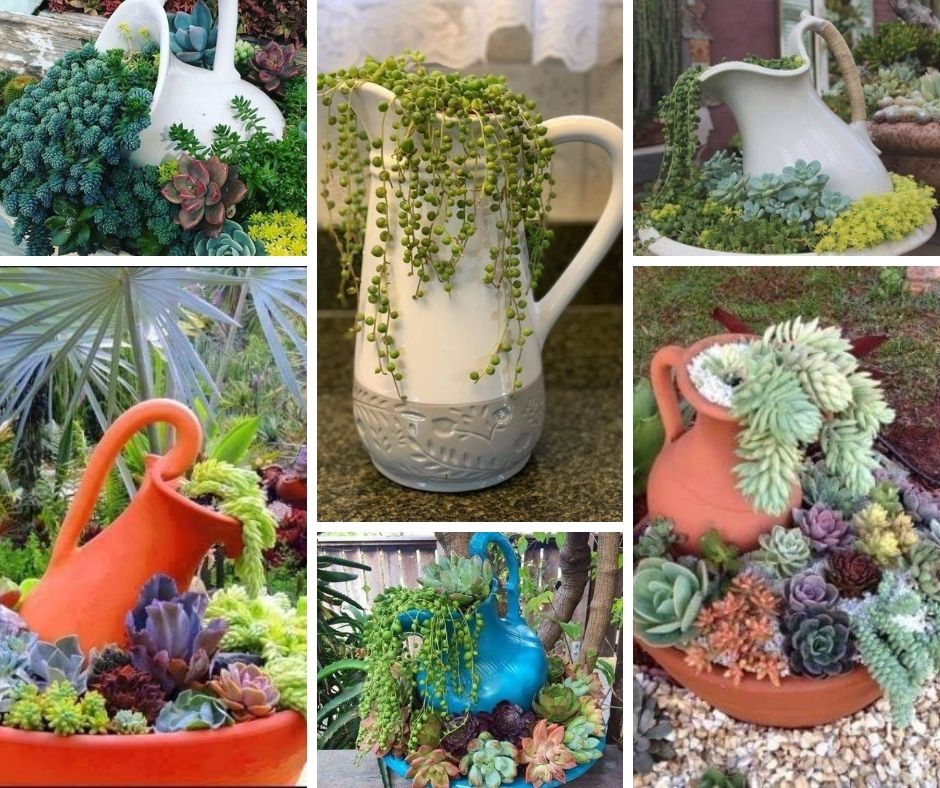 Beautiful DIY Ideas for outdoor decorations with old teapots or jugs ...