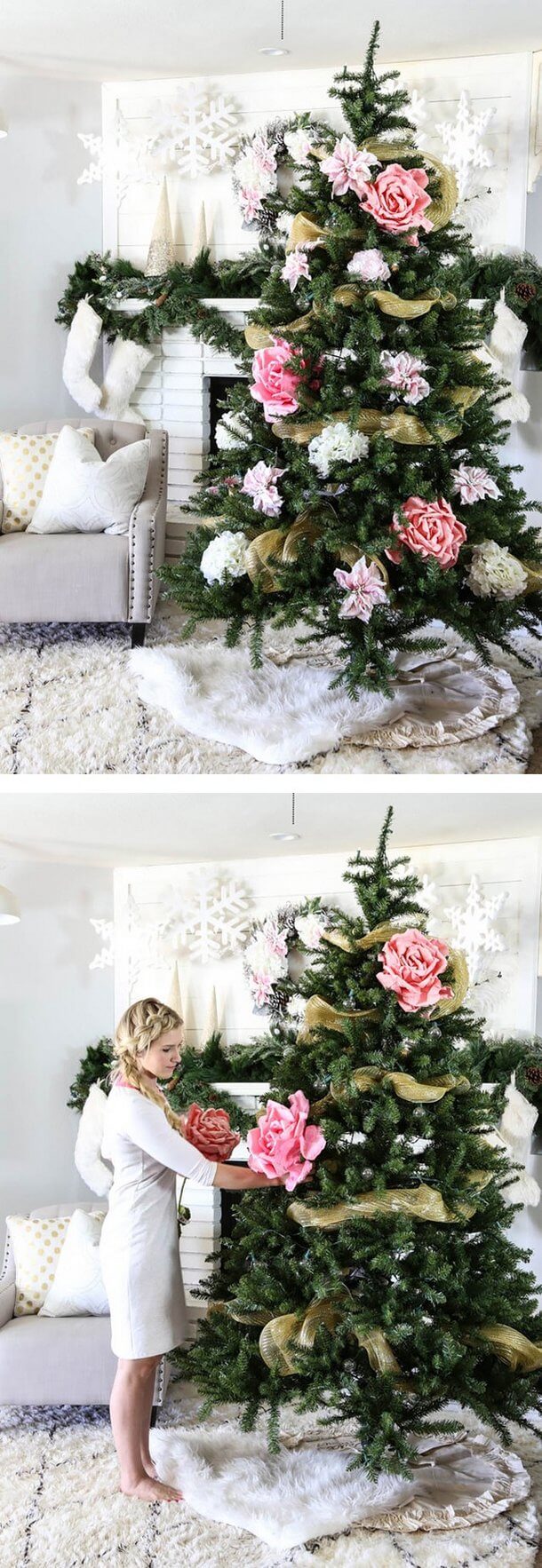 Decorating a Christmas Tree with Flowers: 40 Charming Ideas for Your ...