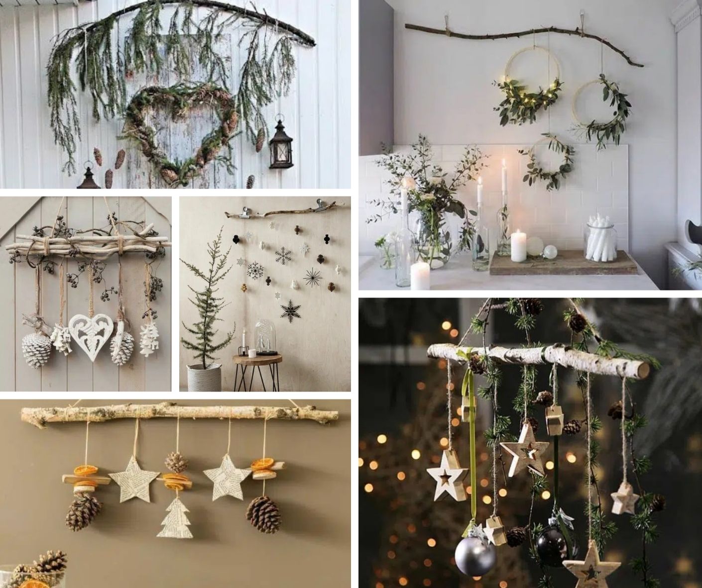 23 Beautiful hanging Christmas decorations with branches and ornaments