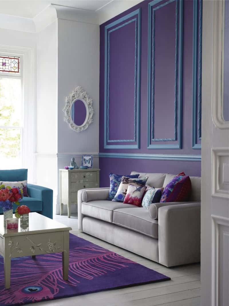 Combination of gray and lavender in the interior design of the house ...