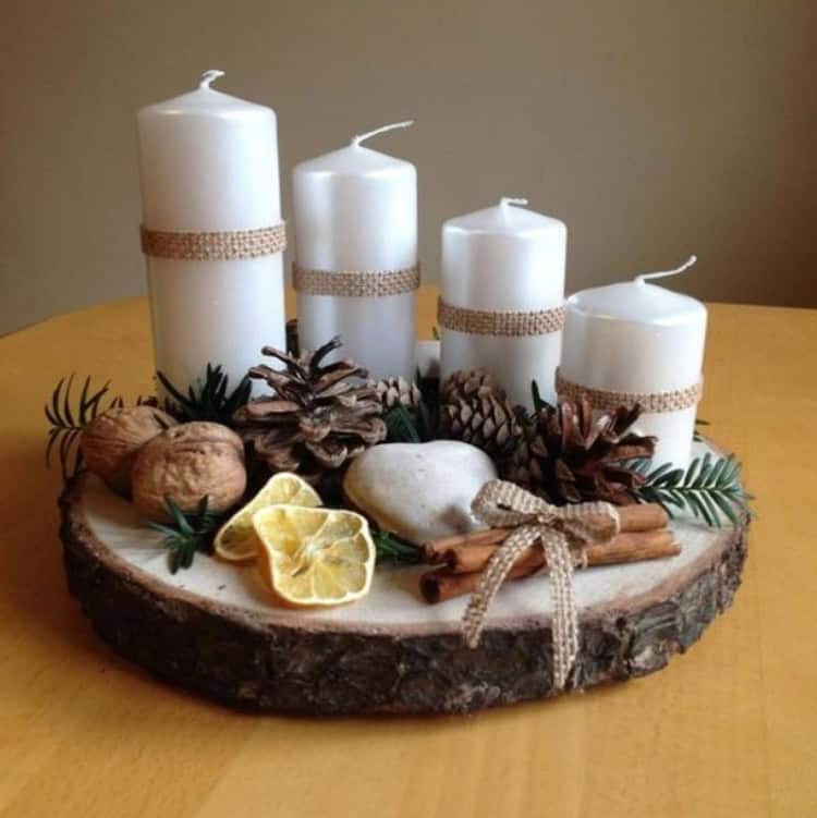 35 Enchanting Christmas Decorations with Log Slices That You Will love