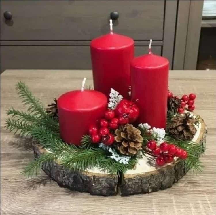 35 Enchanting Christmas Decorations with Log Slices That You Will love