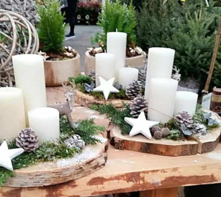35 Enchanting Christmas Decorations with Log Slices That You Will love