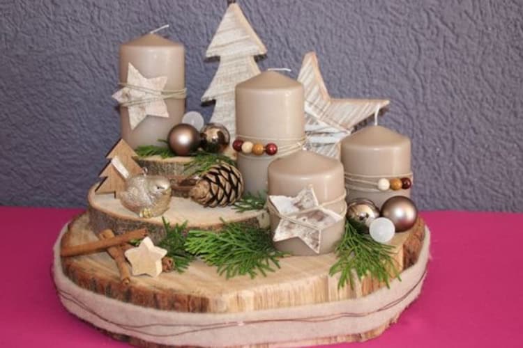 35 Enchanting Christmas Decorations with Log Slices That You Will love