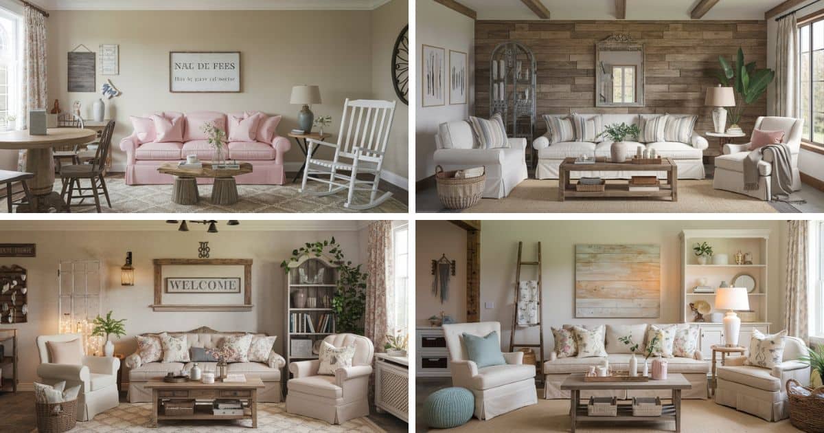 Charming Feminine Farmhouse Living Room Ideas for Cozy Spaces - Farmhouse Chic With A Feminine Twist
